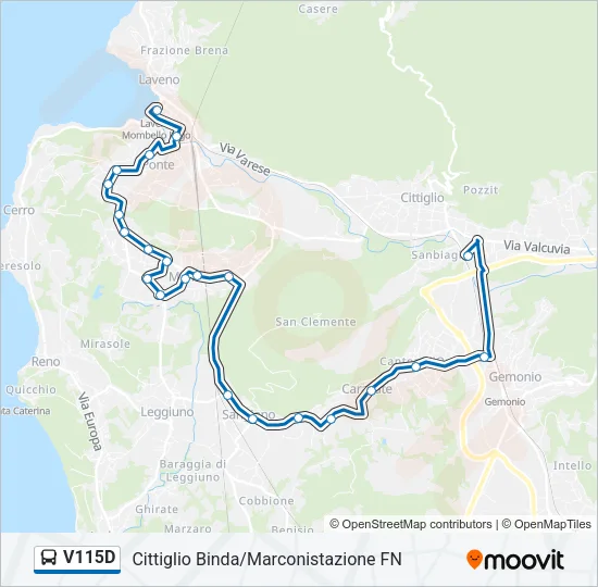 Percorso linea bus V115D