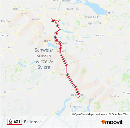 Percorso linea treno EXT