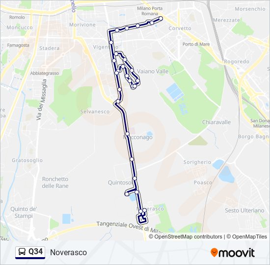 Q34 bus Line Map