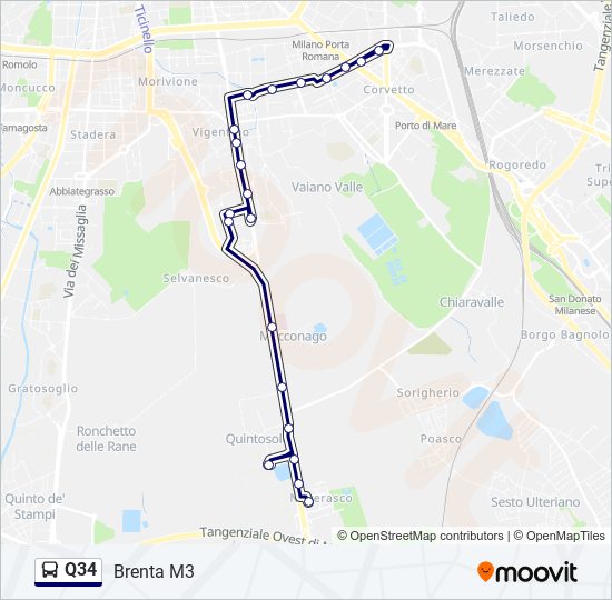 Q34 bus Line Map