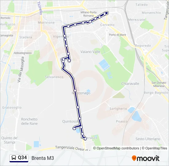 Q34 Bus Line Map