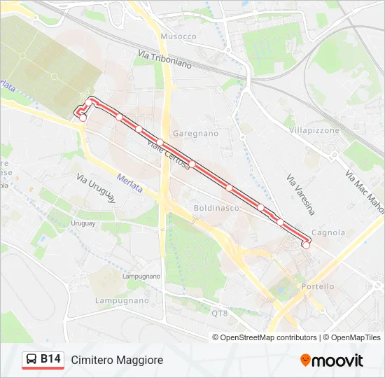 B14 Bus Line Map