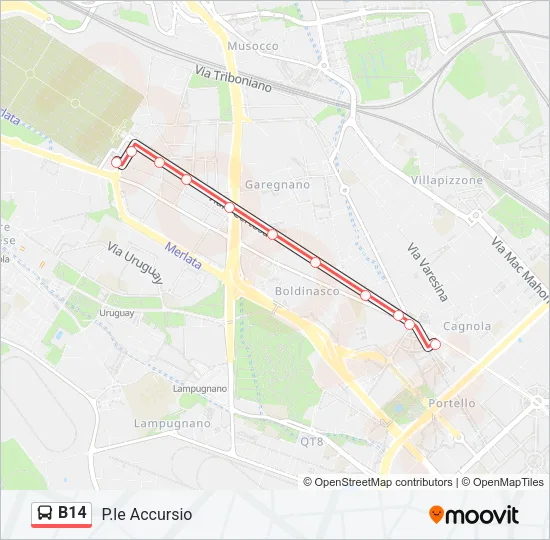 B14 Bus Line Map