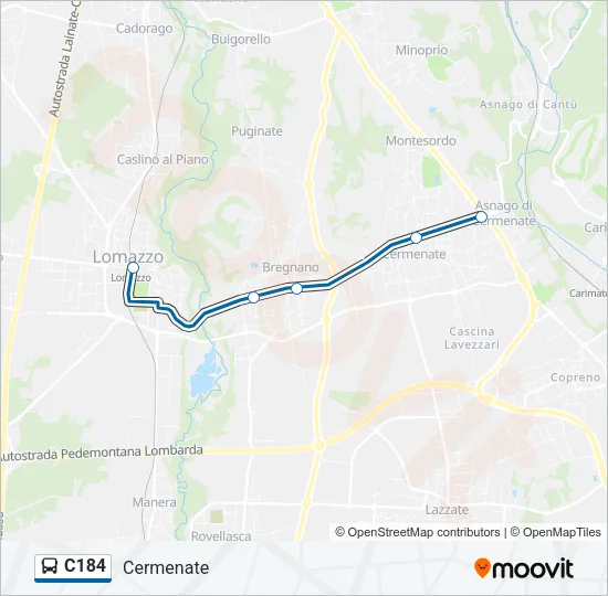 C184 Bus Line Map