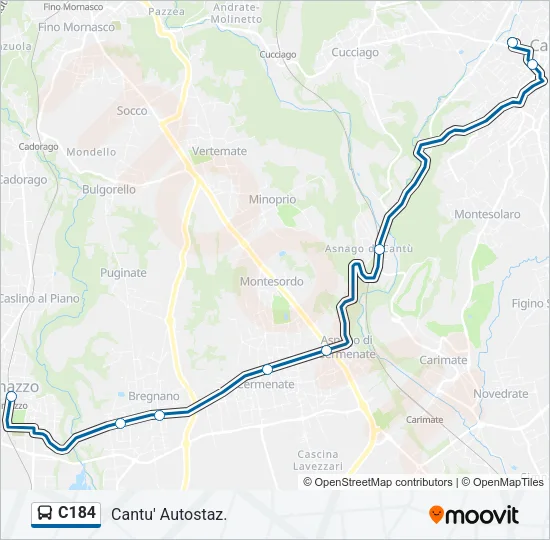C184 Bus Line Map