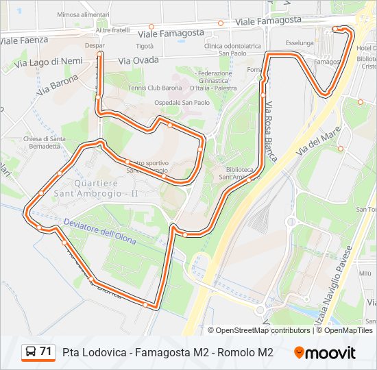 Percorso linea bus 71