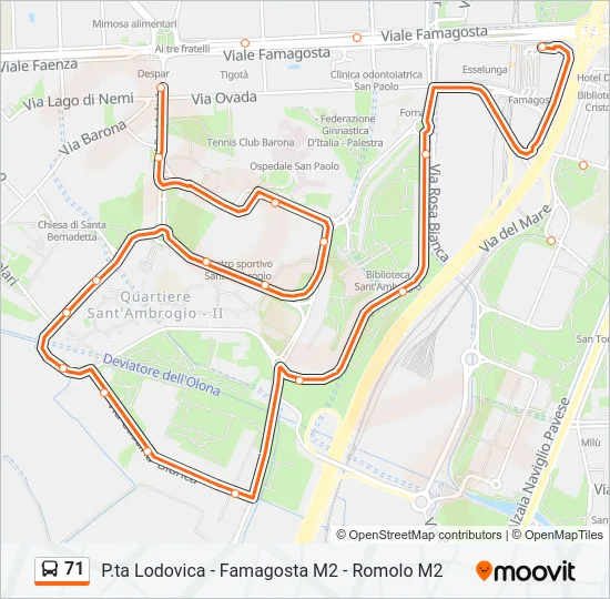 71 Bus Line Map