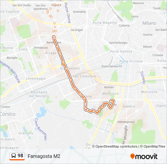 98 Bus Line Map
