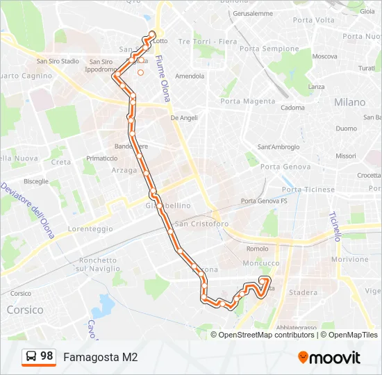 98 Bus Line Map