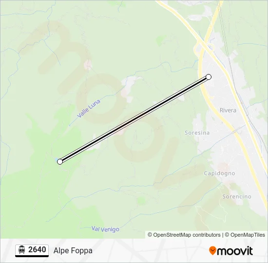 Percorso linea funivia 2640