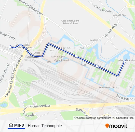 Percorso linea bus MIND