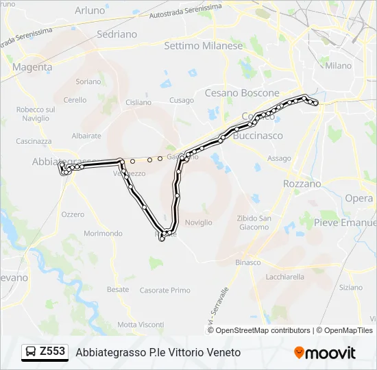 Z553 Bus Line Map