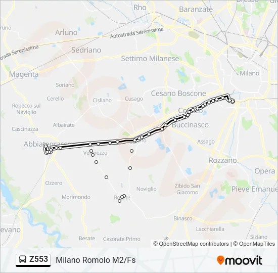 Z553 Bus Line Map