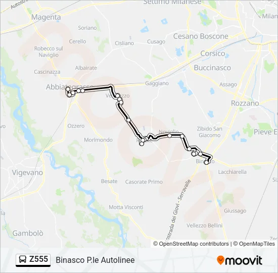 Z555 Bus Line Map