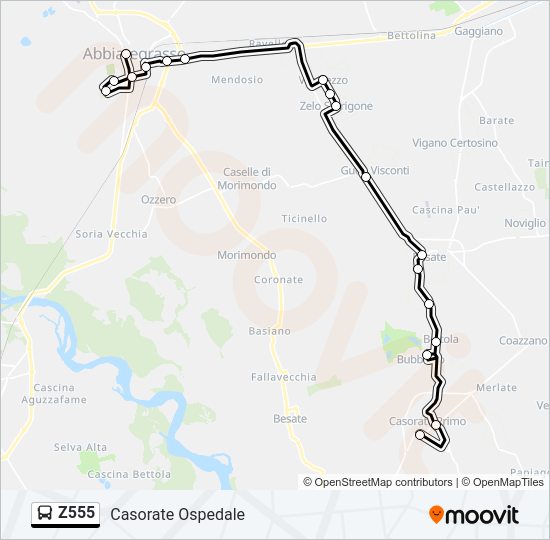 Percorso linea bus Z555