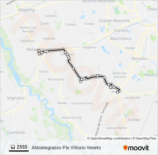 Z555 Bus Line Map