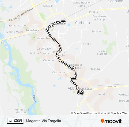 Z559 Bus Line Map