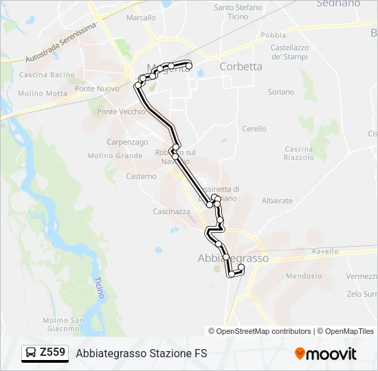 Z559 Bus Line Map