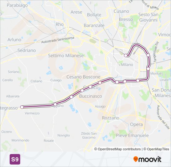 Percorso linea  S9