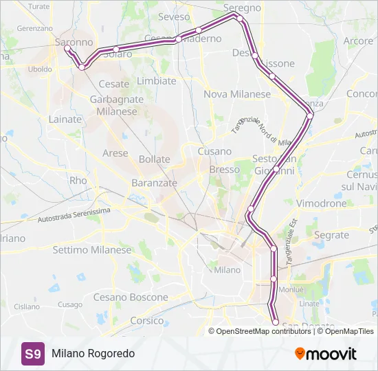 S9 Train Line Map
