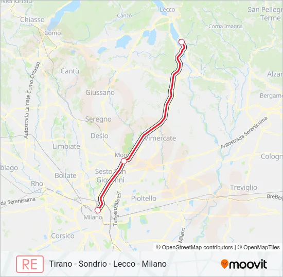 Percorso linea  RE8