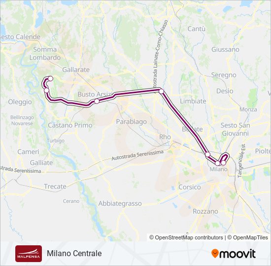 MXP2 train Line Map