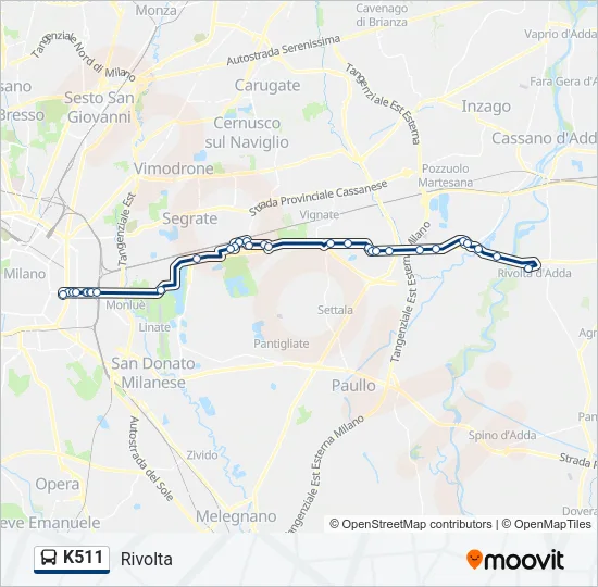 K511 Bus Line Map