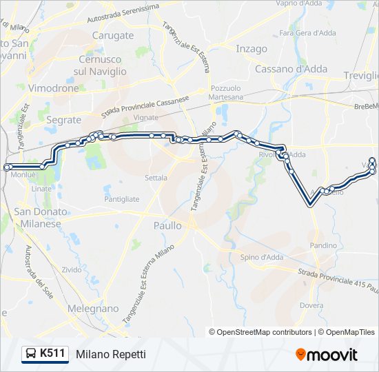 K511 bus Line Map