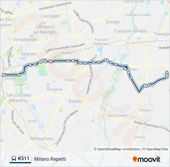 K511 Bus Line Map