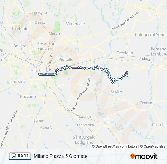 K511 Bus Line Map