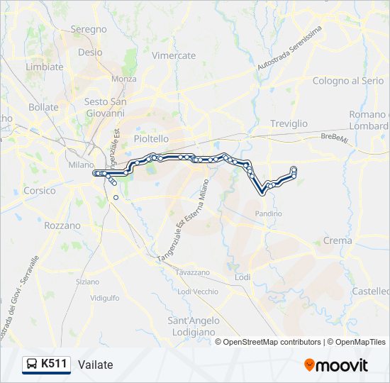 K511 bus Line Map