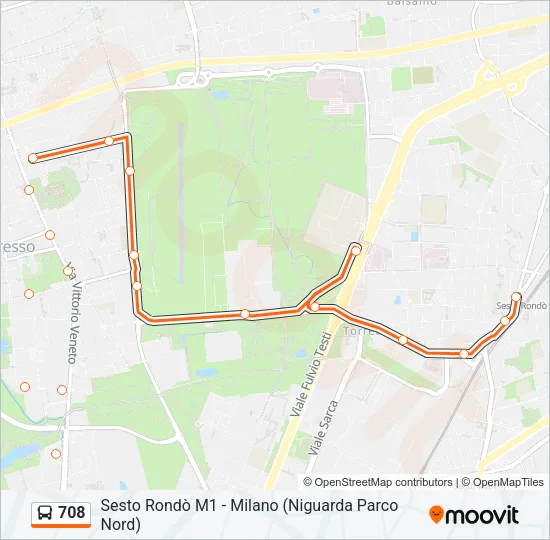 708 Bus Line Map