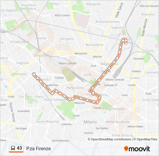 43 Bus Line Map