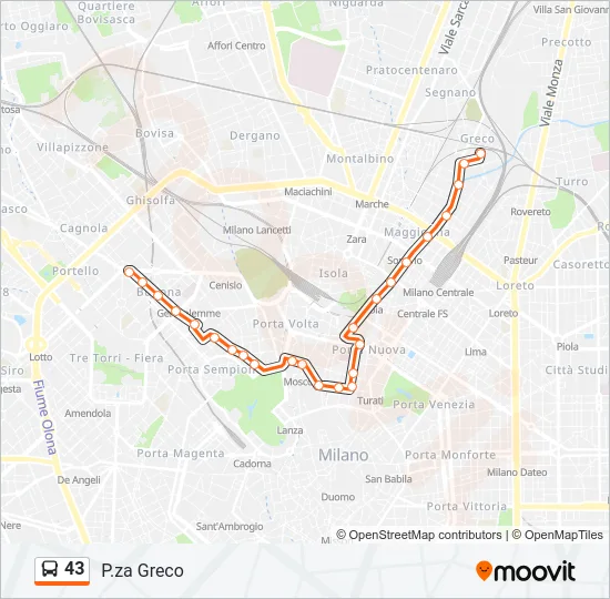 43 Bus Line Map