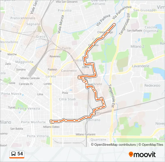 54 Bus Line Map