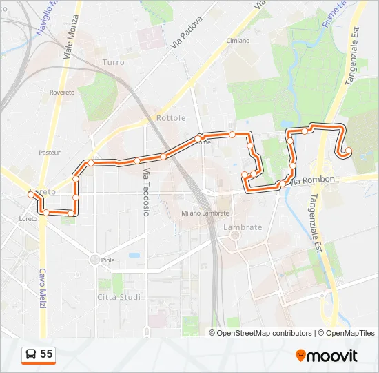 55 Bus Line Map