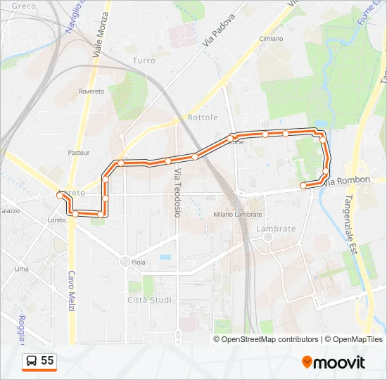 55 Bus Line Map