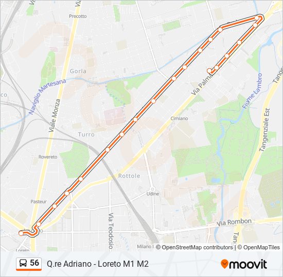 Percorso linea bus 56