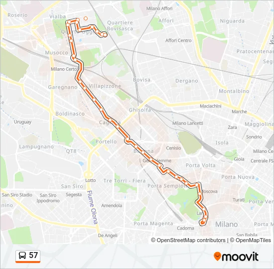 57 Bus Line Map