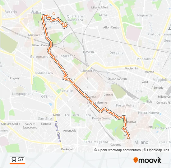 57 Bus Line Map