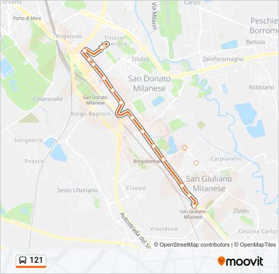 121 Bus Line Map