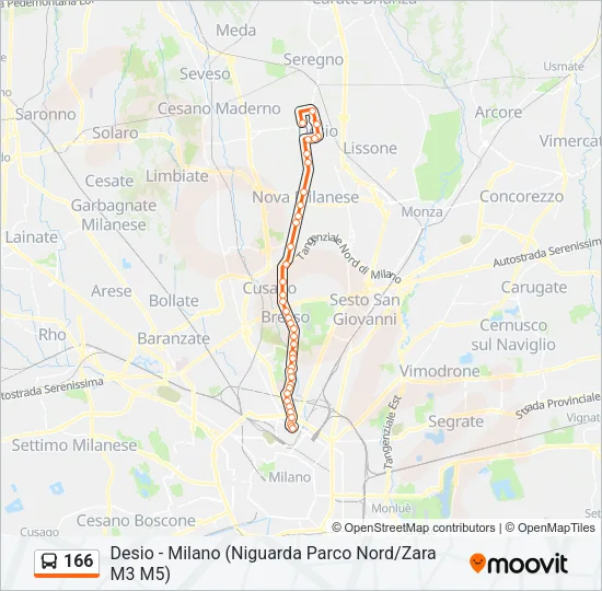 166 Bus Line Map