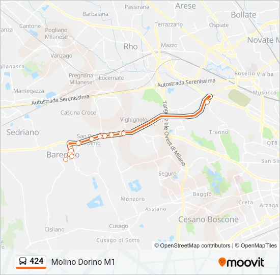 424 Bus Line Map