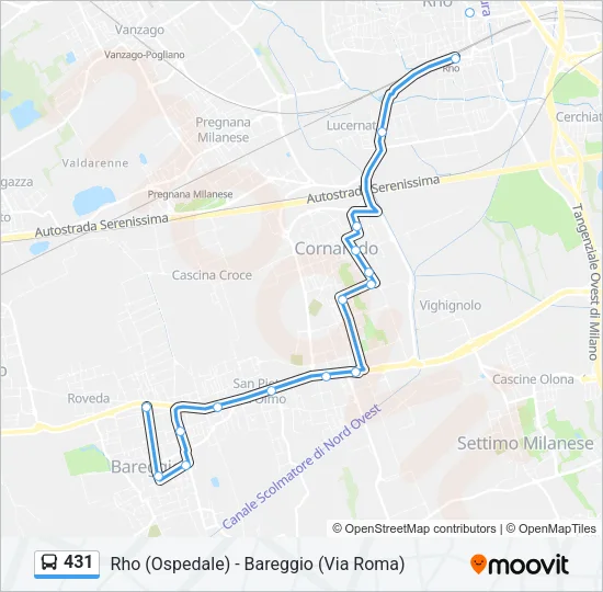431 Bus Line Map