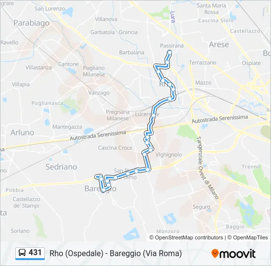 431 Bus Line Map