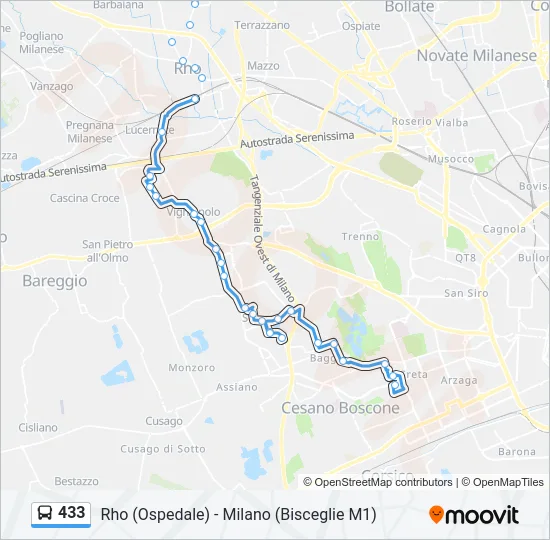433 Bus Line Map