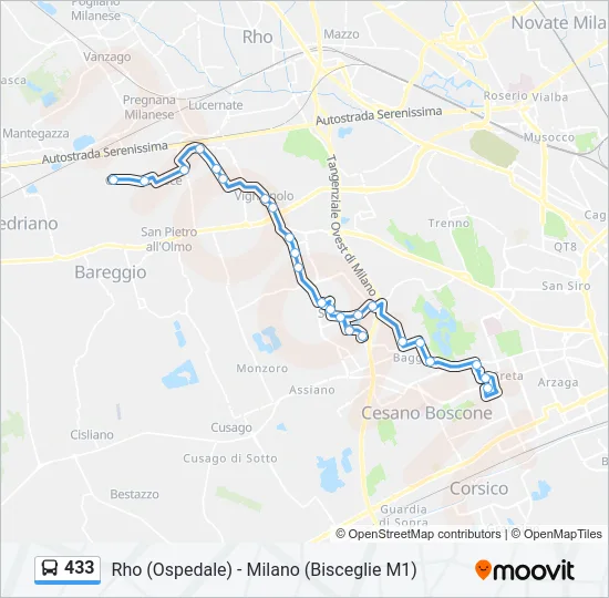 433 Bus Line Map