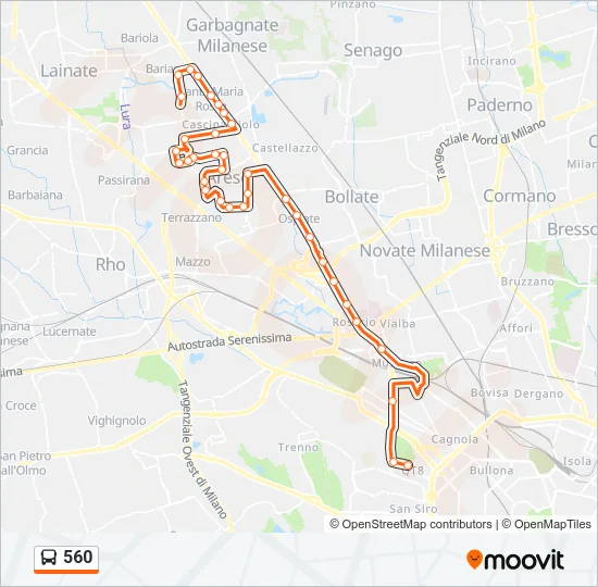 560 Bus Line Map