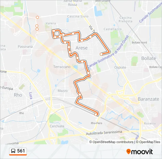 561 Bus Line Map