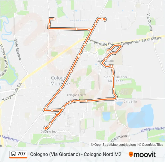 707 Bus Line Map